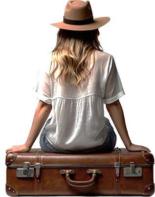 Girl Sitting on Suitcase